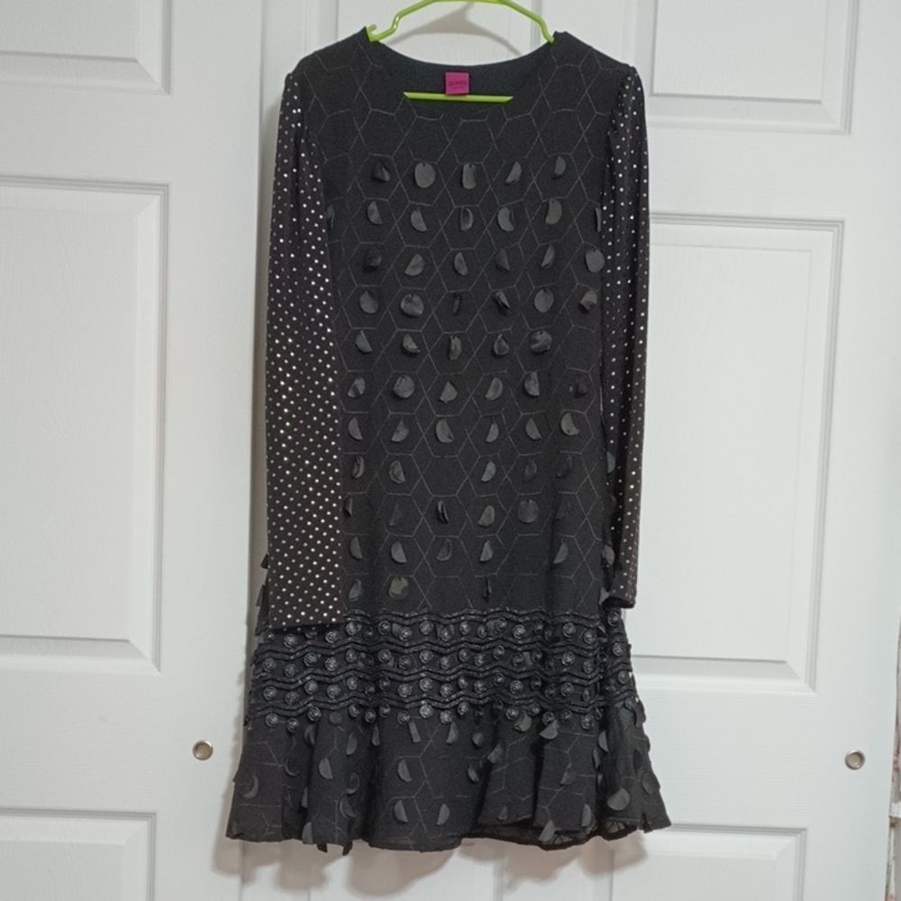 Save The Queen Black Dress with Geometric Patterns